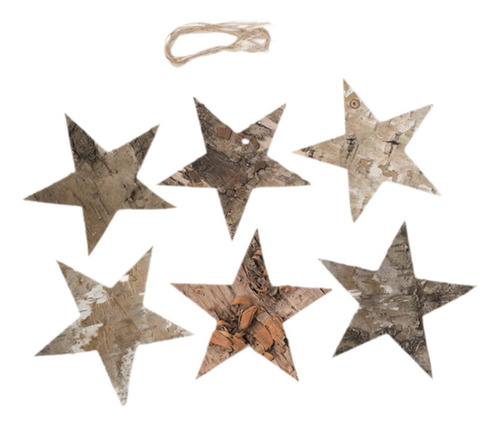 6 Adornos Colgantes Navideños De Madera, Adornos
