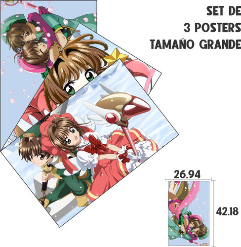 Poster Gr Set 3 Pzas De Card Captor Sakura  Anime  Decora