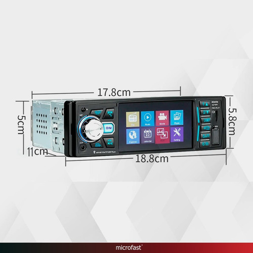 Stereo Con Pantalla Bluetooth Fm Aux Tarjeta Sd Entra Cámara