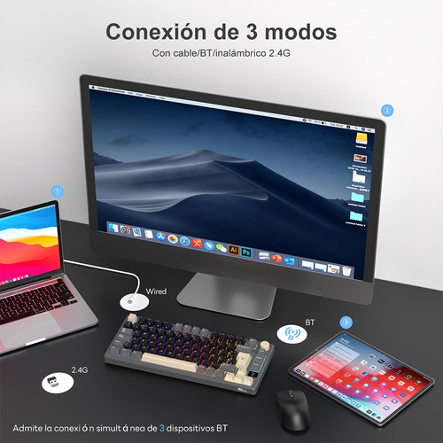 Teclado Mecánico Inalámbrico En Español Rkm75 Phantom