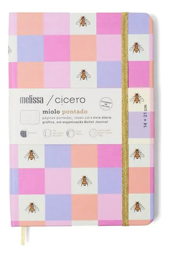 Caderneta Clássica Cicero Pontado 14x21 Casinha Abelhas Cor Rosa