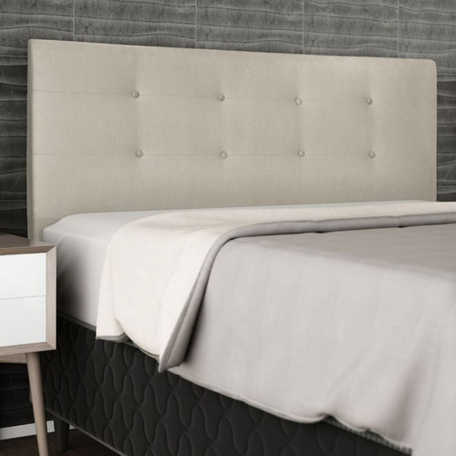 Cabeceira Estofada Cama Box Casal 140 Cm Helena Suede Bege