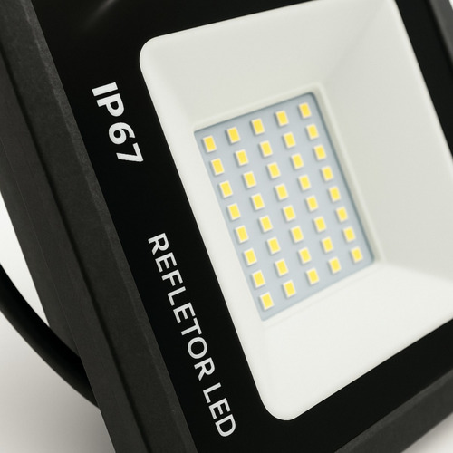 Kit 1 Refletor Led 300w Holofote Externo Potente Preto Branco-frio