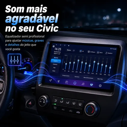 Multimidia Civic 07 08 09 10 11 6gb 128gb Android Carplay Bt