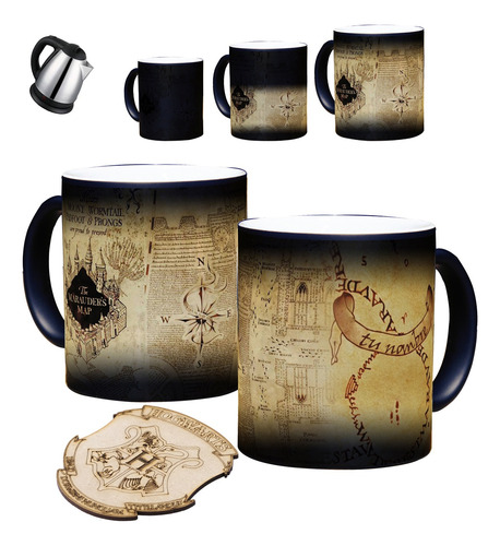 Taza Harry Potter Mapa Merodeador Mágica Personalizada Negro Mapa Del Merodeador