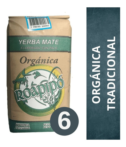 Yerba Mate Orgánica Roapipó Tradicional 6 X 1 Kilo Roapipó Orgánica - Tradicional - PAPEL