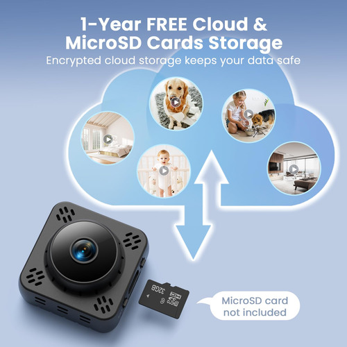 Mini Cámara Wifi Hd 2k De Vigilancia Cámara De Niñera Negro