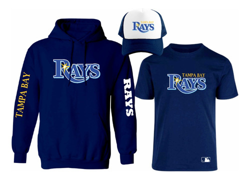 Kit Sudadera + Playera + Gorra Mod Mlb Tampa Bay Rays