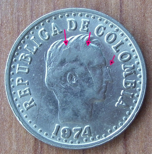 Error ! Moneda Colombia 20 Centavos Die Chip In The Nose
