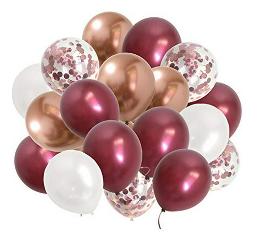 Globos De Cromo Rosa Dorado Borgoña 50 Piezas Blanco Metálic