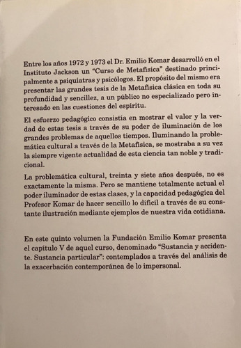 Curso De Metafísica V Sustancia Y Accidente