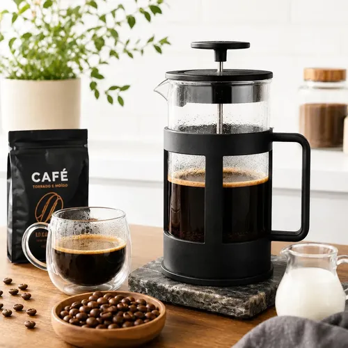 Cafeteira Prensa Francesa De Vidro Borossilicato 600ml Potistore Aço Inox Leite Cremoso Cremeira Capuccino Chá Café Profissional
