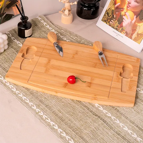 Tabla De Bambú Para Quesos Y Picadas, 2 Utensilios 33x22cm