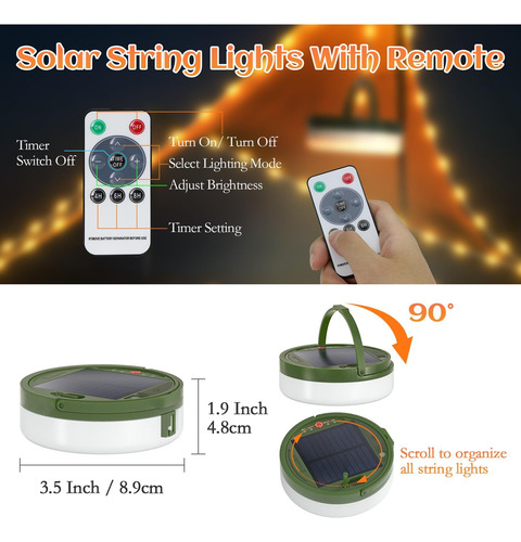Cadena De Luces Solares Impermeables Para Acampar Con Usb
