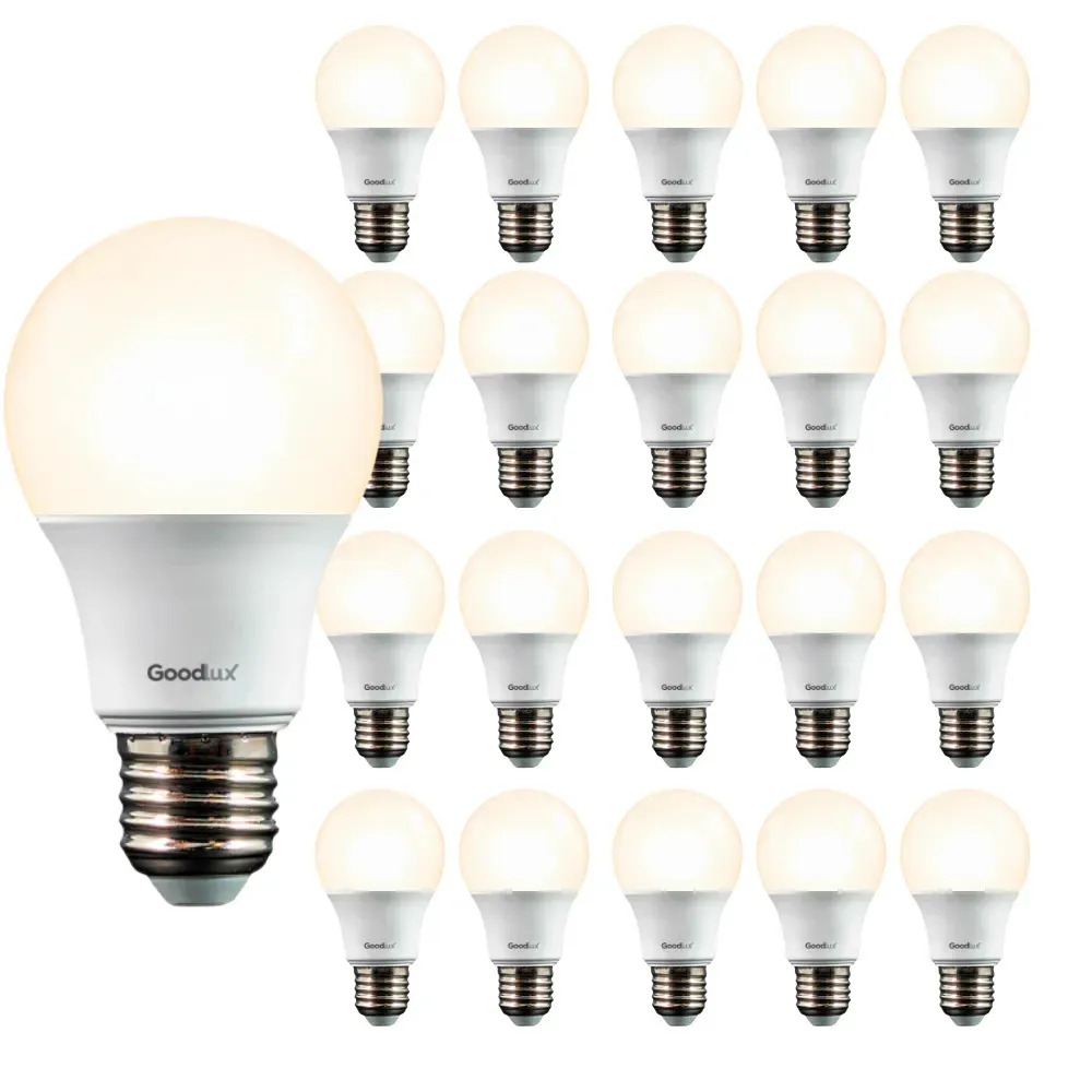 Kit 20 Lampada Led 9w Bulbo Pera 3000k Branco Quente Amarela Alta Potência Bivolt 110v 220v Goodlux