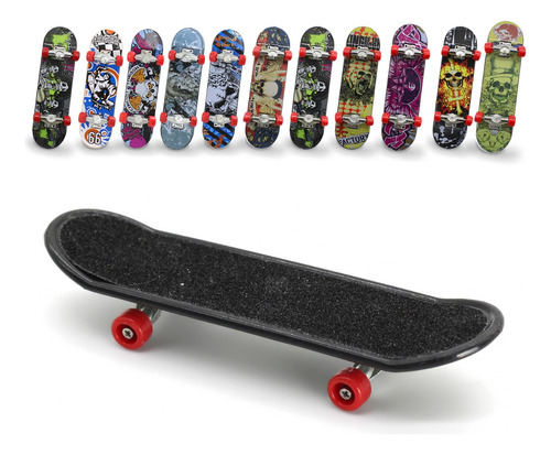 Skate Dedo Profissional C/ Lixa Rolamento Fingerboard Rodas Vermelho Skate Preto