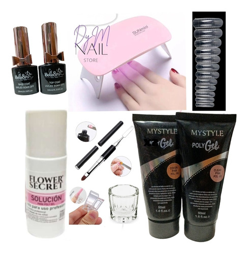 Kit Completo Polygel Para Extensión De Uñas+ Esmaltes En Gel