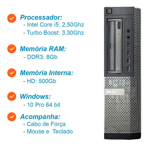 Imagem 2 de 5 de Desktop + Monitor Dell Optiplex Core I5 8gb Hd 500gb