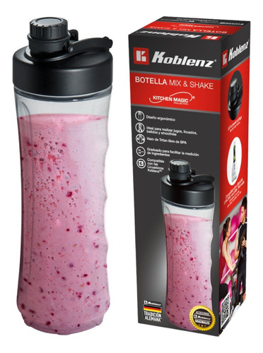 Botella Mix & Shake Vaso De 600 Ml Para Licuadoras Koblenz