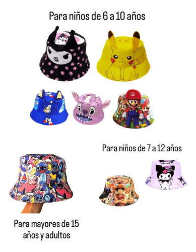 Sombrero Reversible Bucket Hat Niños Y Adultos 