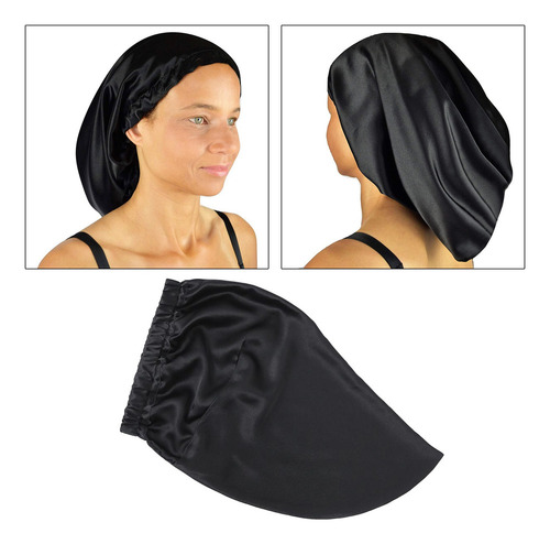 H Gorro De Noche De Seda De Morera 100% Para El Pelo Largo