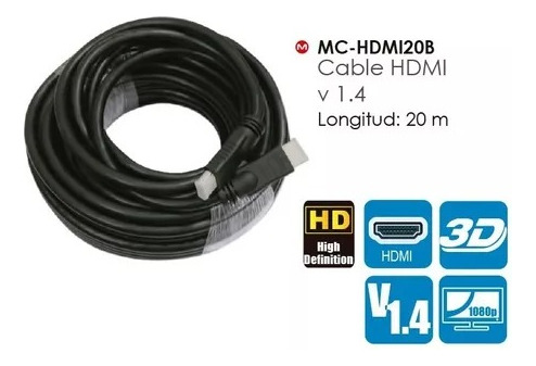 Cable Hdmi 20 Metros Con Amplificador Mc-hdmi20b Master