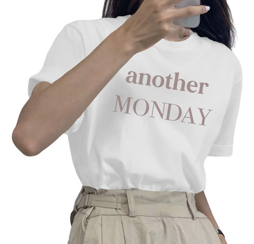 Camiseta Oversized Instagram Tiktok Estampa Escrita Monday