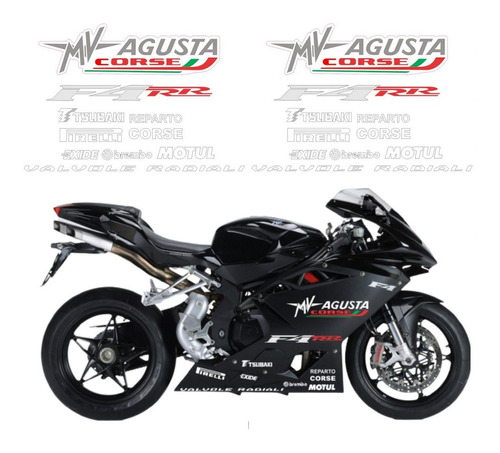 Kit Adesivo Para Mv Agusta F4 15207 Cor VERMELHO/VERDE/CINZA