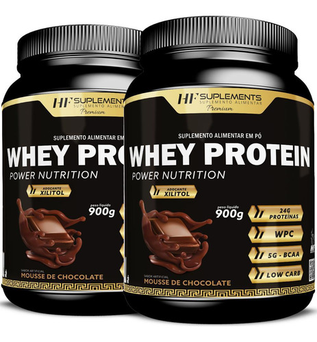 2x Whey Protein Power Nutrition Mousse De Chocolate 900g