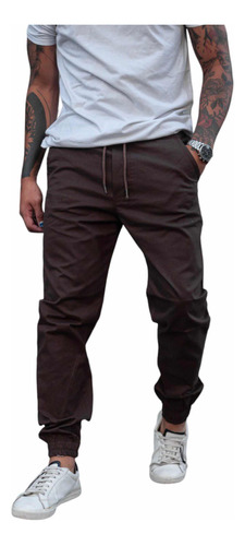 Pantalón Jogger Elastizado Hombre Tela Gabardina