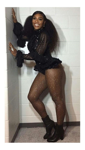 Imagem 4 de 8 de Meia Calça Arrastao Strass Fantasia Brilhante Cosplay Sexy