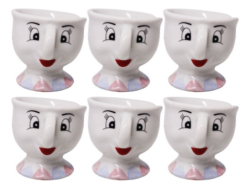 6 Xícara Zip A Bela E A Fera 50 Ml Porcelana Disney