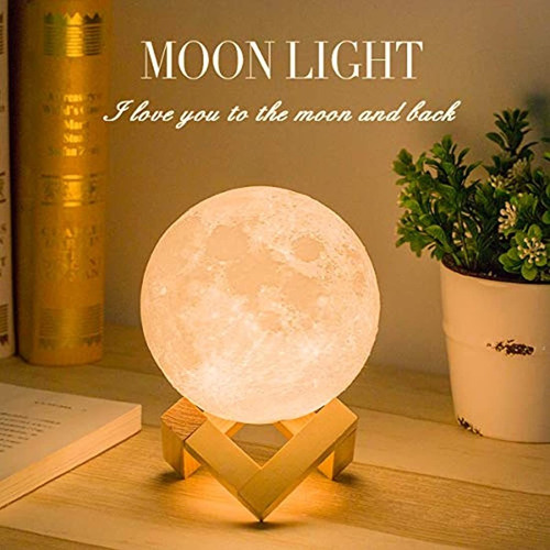 Lámpara De Mesa Con Forma De Luna Luz Nocturna