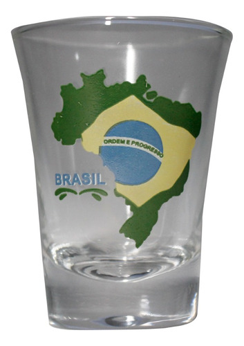 Copo Shot Cachaça De Vidro Com Mapa Do Brasil 7cm 87g Cer63