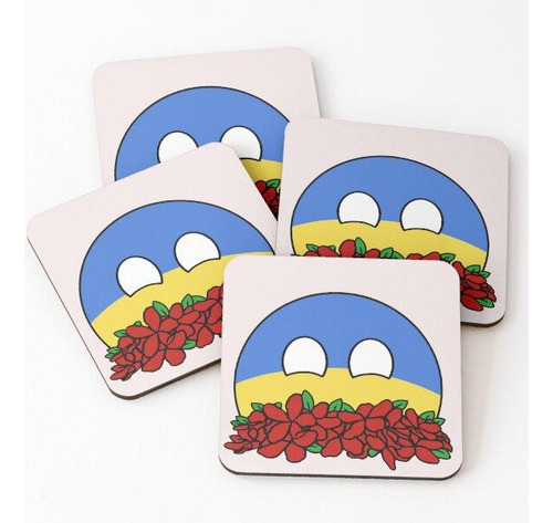 Set Posavasos Countryballs Ukraine Play Flowers Calidad Prem
