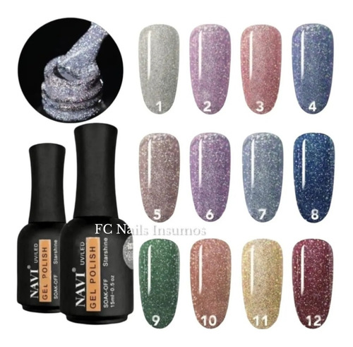 Esmalte Navi Starshine Reflectivos Glitter Cabina Uv Led Fc