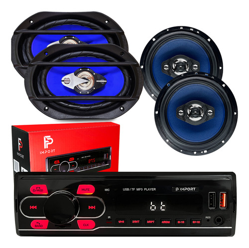 Kit Falante 6x9 + 6 Pol + Toca Rádio Usb Fm Gol G3 G4 G5 G6