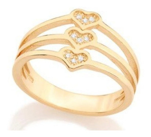 Imagem 1 de 1 de Anel Dourado Detalhe Coração Com Pedra Tipo Zirconia