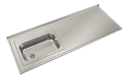 Mesada Johnson Acero Inox 160x61 Cm Bacha Zz52 Izquierda