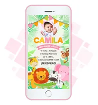 Comprar Invitación Digital Imagen - Animales De La Selva Foto - Niña