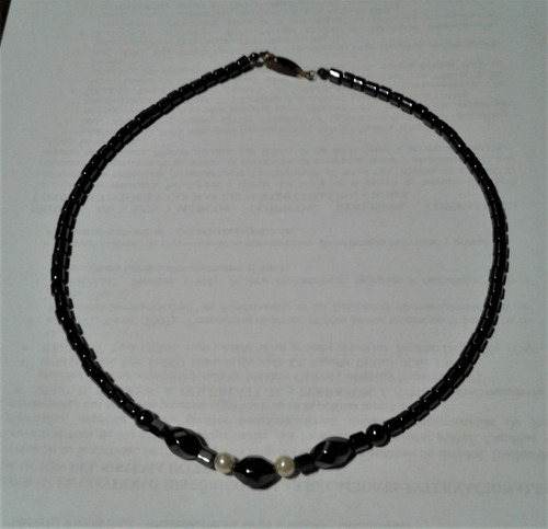 Gargantilla De Hematite Y Perlas