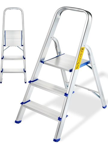 Escalera Portátil 3 Escalones Con Taburete Anti-deslizante