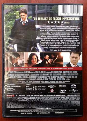 Enemigos Publicos (2009) Dvd Orig Public Enemies Johnny Depp (Usado)