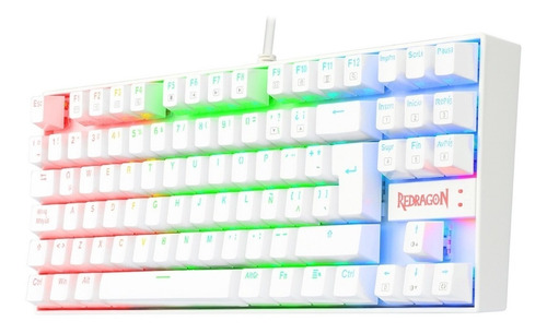 Teclado gamer Redragon Kumara K552 QWERTY Outemu Red español latinoamérica color blanco con luz RGB
