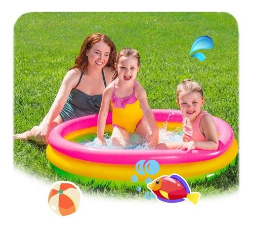 Pileta Inflable Bebes Sunset Glow Vinilo 114x25cm 131l Intex