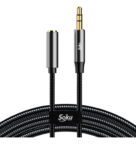 Soku Cable Auxiliar 3.5mm Macho A Hembra 3 Polos Uso Rudo