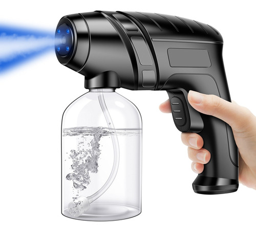 Desinfectante Pistola Sanitizante Difusor Con Luz Azul Color Negro