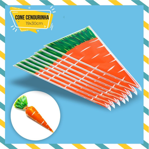 Imagem 1 de 1 de 80 Sacos Plastico Cone Cenourinha 19x30 Cone Bombom Pascoa