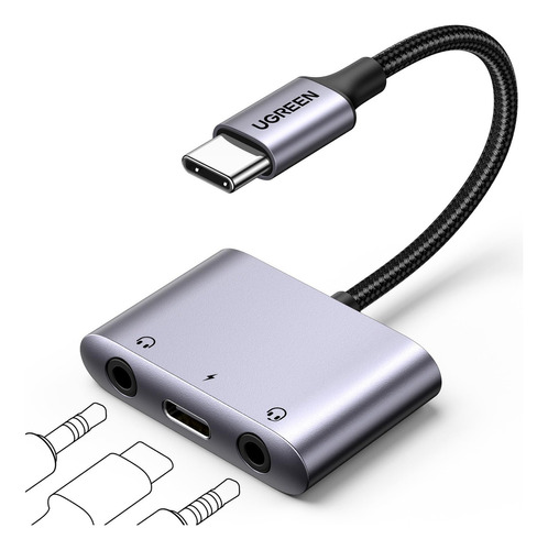 Ugreen Adaptador De Audio Usb C A 0.138 In, Cargador 3 En 1