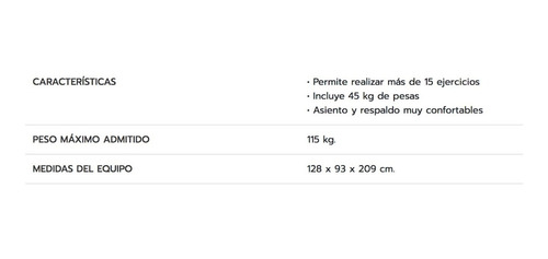 Multigym Multigimnasio Olmo Fit 90 15 Ejercicios + 45 Kilos